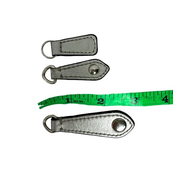 Coach Replacement Strap Silver Metallic Leather + Hangtag + 3 Zipper Pulls Vtg - Picture 8 of 8